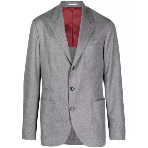 Brunello Cucinelli Single-Breasted Wool Blazer Grey 