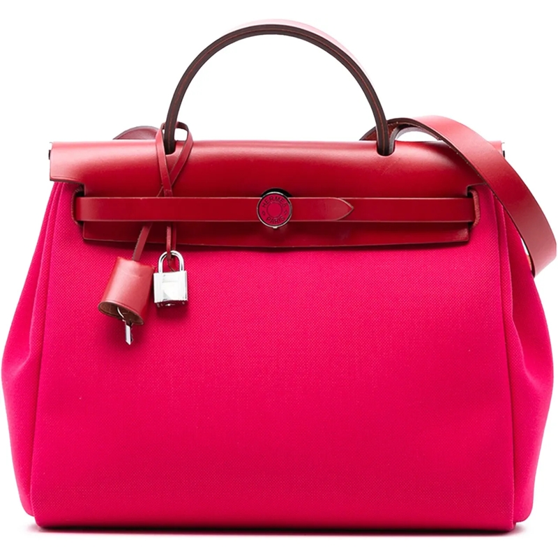 Hermès Schultertasche Toile Herbag Zip 31 Laque rose