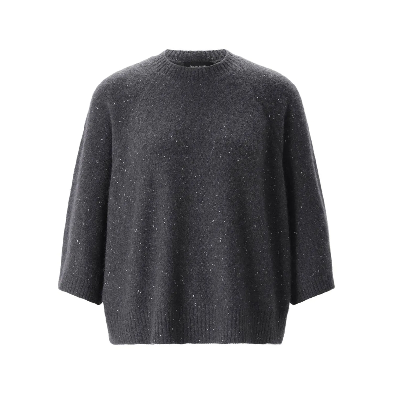 Fabiana Filippi Pullover Pullover mit Pailletten Dunkelgrau