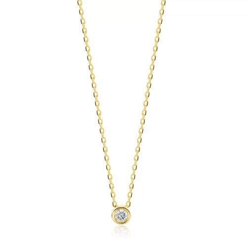 BELORO 9KT 0.04ct Diamond Necklace Yellow Gold Mellanlångt halsband