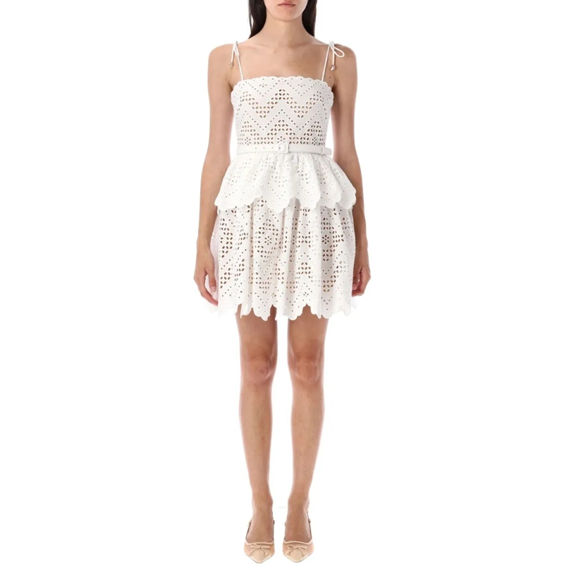 Self Portrait Mini-jurk Broderie Mini Dress White