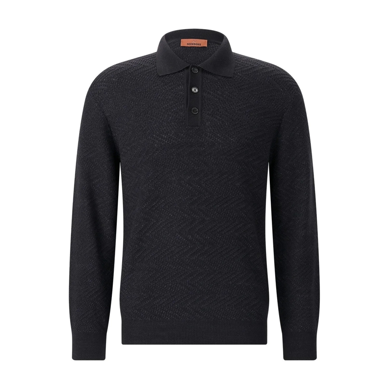 Missoni Poloshirt Pullover mit Polokragen schwarz