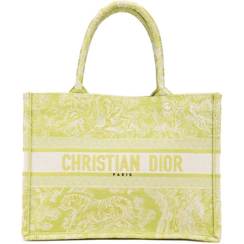 Christian Dior Shopper Medium Canvas Embroidered Dioriviera Toile De Jouy grün