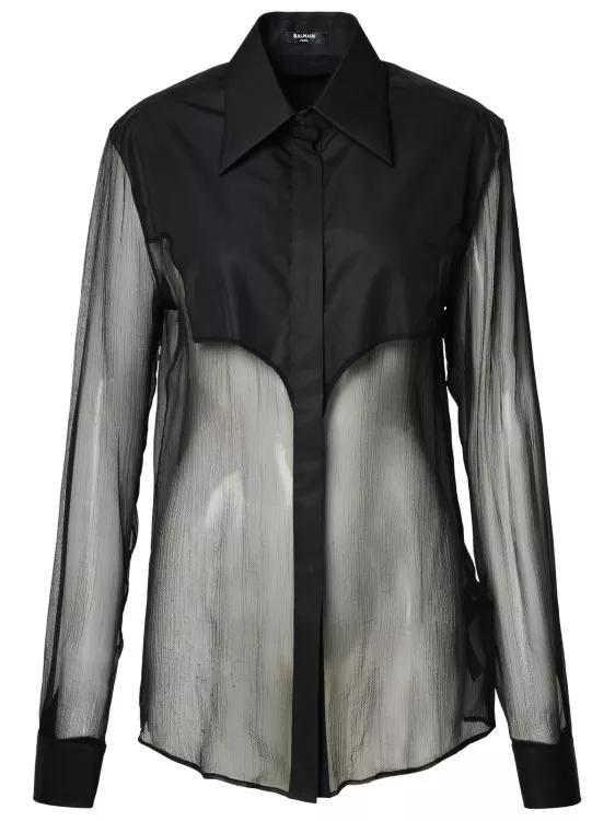 Balmain - Black Silk Shirt - Größe 36 - gray