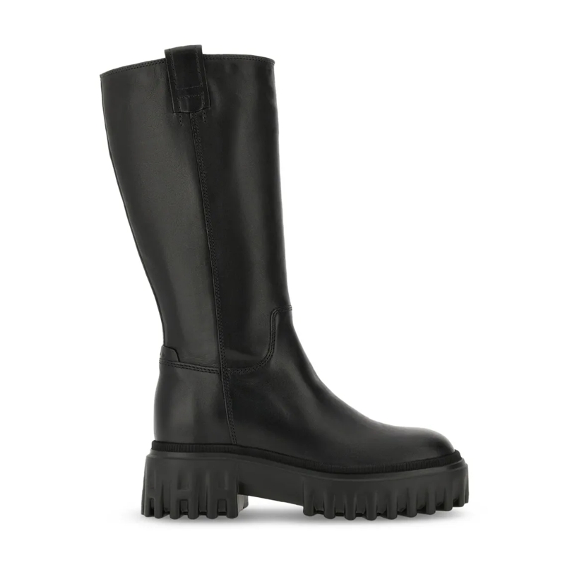 Hogan Bottes Mid-Calf Leather Boots Black