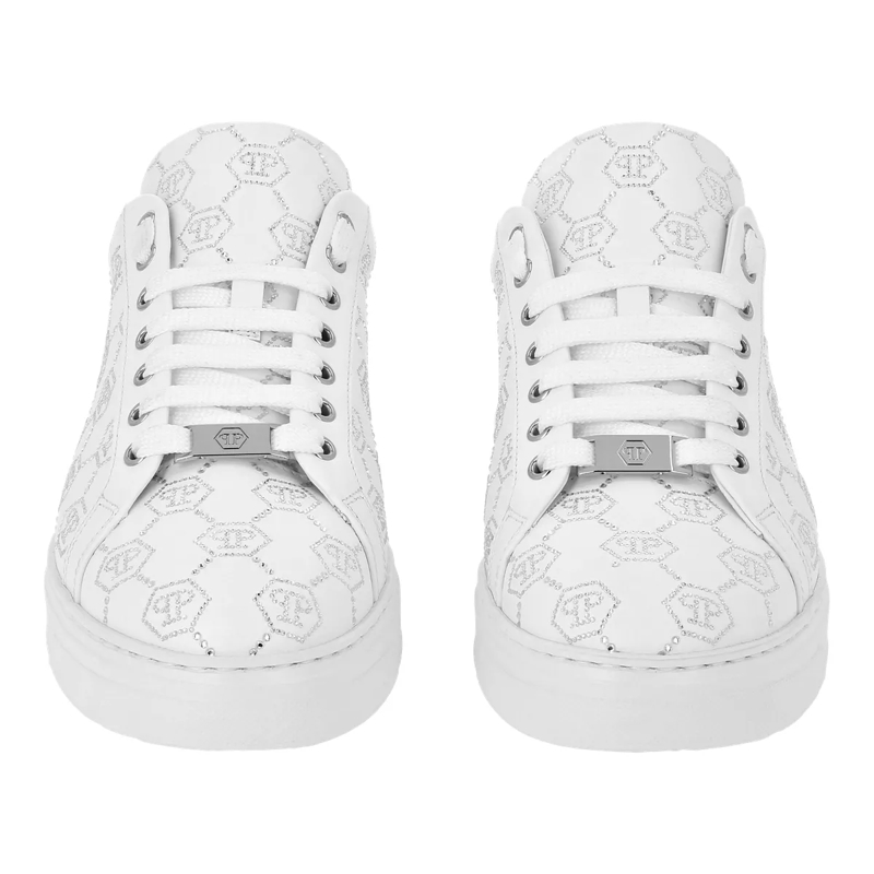 Philipp Plein Low-Top-Sneaker Lo-Top Turnschuhe Monogram Embellished weiss(Image 2)