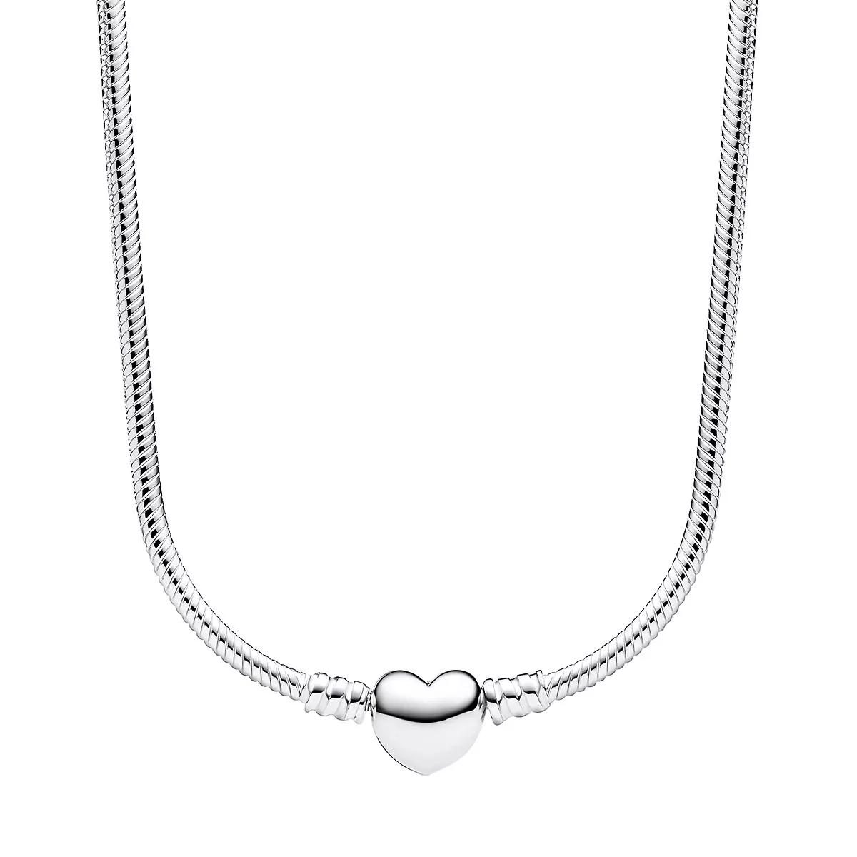 Pandora Snake chain sterling silver necklace with heart cl No Color
