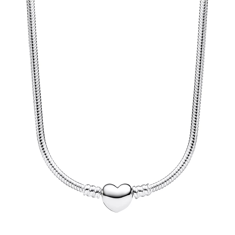 Pandora Collier moyen Snake chain sterling silver necklace with heart cl No Color
