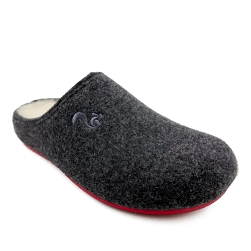 thies thies 1856 ® Recycled Wool Slippers dark grey red  grau Claquette