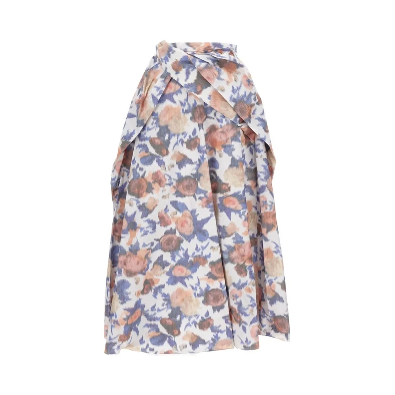 Erdem Minirok Long Floral Print Maxi Skirt With Pleats Multicolor
