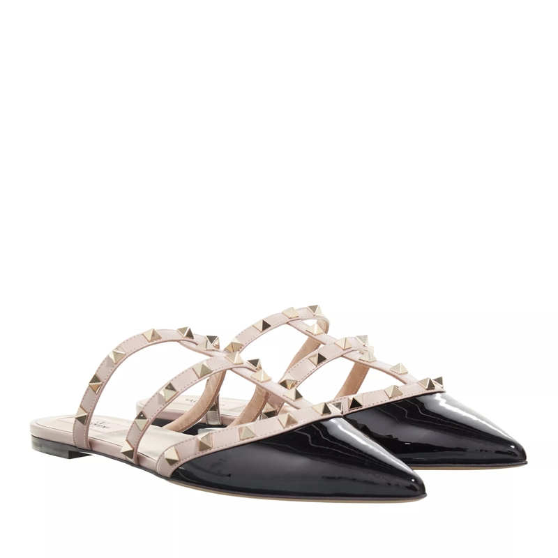 Valentino Garavani Mules Rockstud Flat Mules  Black Pink
