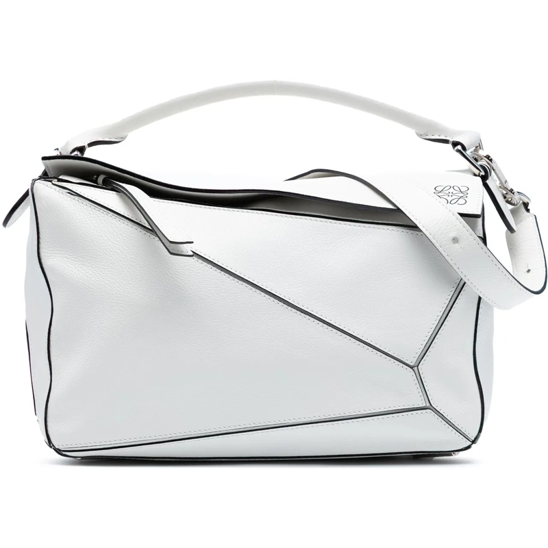 Loewe Schultertasche Medium Calfskin Puzzle Satchel weiß