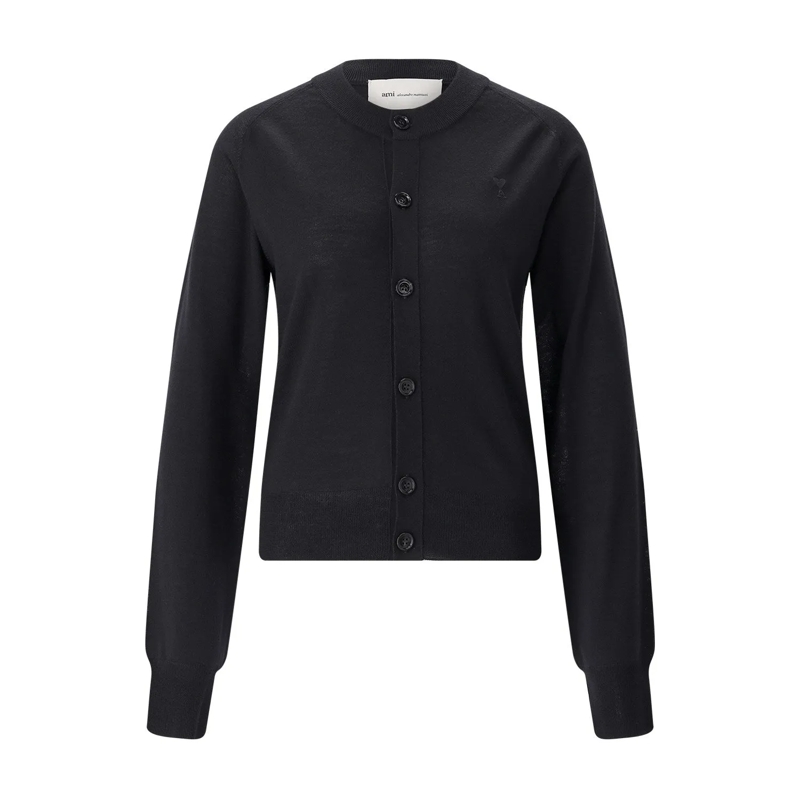 AMI Paris Cardigan Strickjacke mit Logo grün