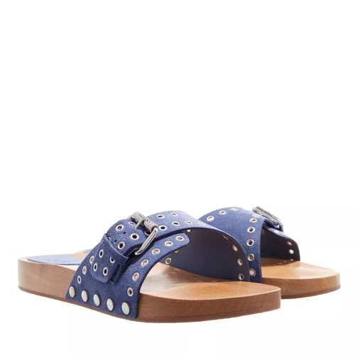 Isabel Marant Jaso Leather Slides Faded Blue Claquette
