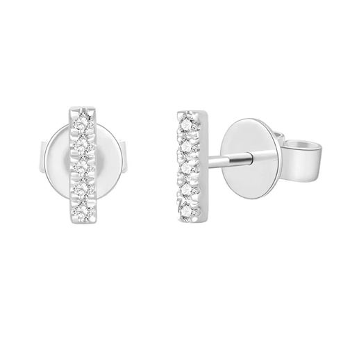Leaf Earring Bar Diamonds 18K White Gold Oorsteker