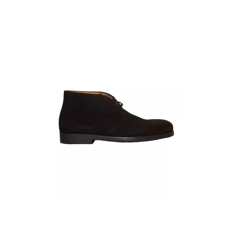 Rossano Bisconti Bottines Ankle Boot Tied In Soft Ebony Suede Black