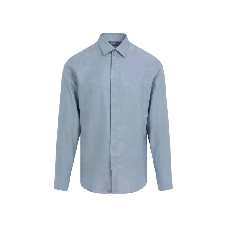 Berluti - Silk And Cotton Shirt - Größe 39 - blau