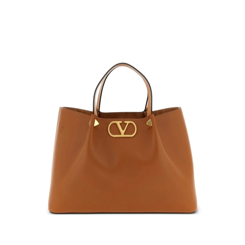 Valentino Garavani Tote Structured Brown Leather Tote Brown