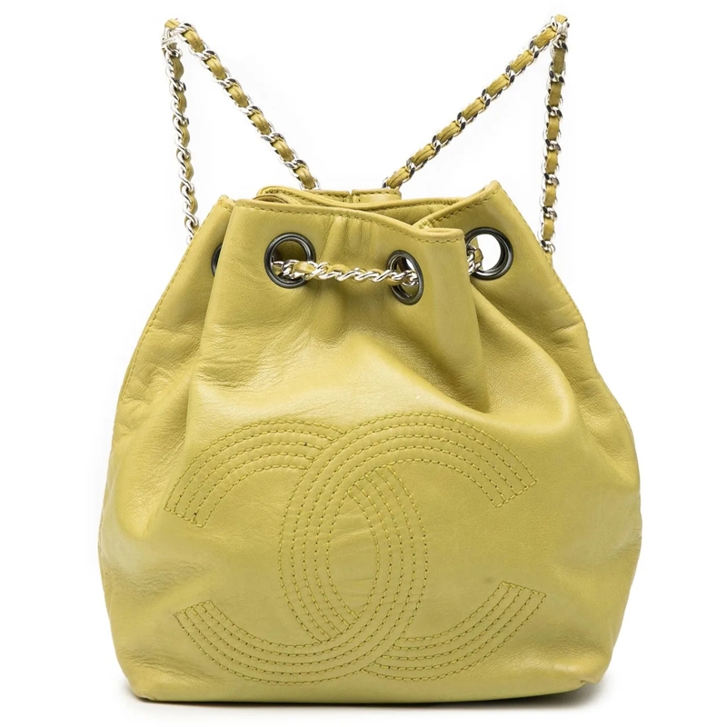 Chanel Rucksack CC Lambskin Drawstring Backpack grün