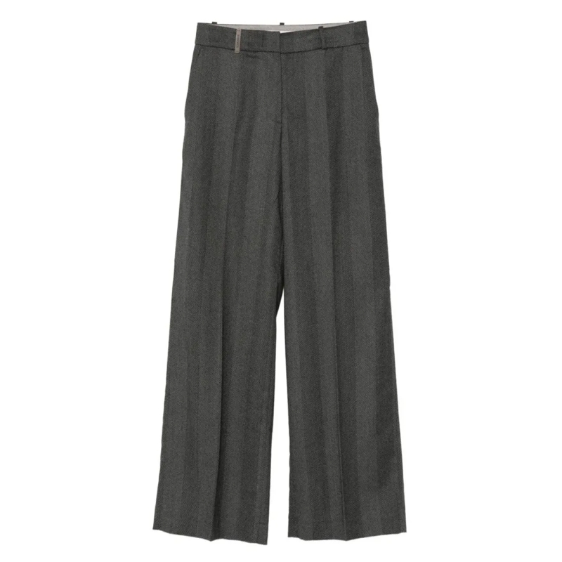 Peserico  Wide-Leg Tailored Virgin Wool Trousers Grey