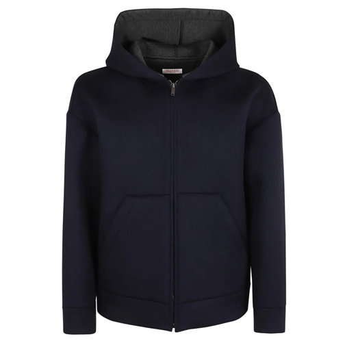 Valentino Hoodie Wool And Cashmere Sweatshirt Blue