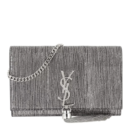 Saint Laurent Kate Monogramme Tassel Shoulder Bag Leather Silver Crossbody Bag