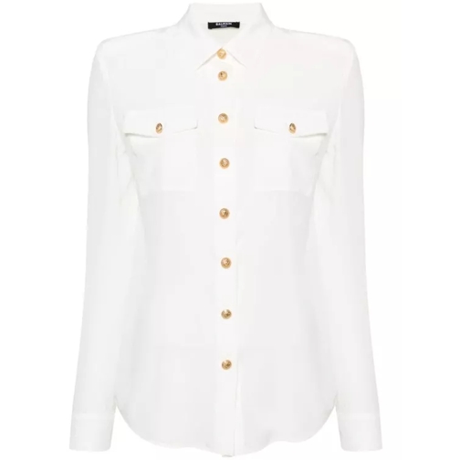 Balmain  Silk Semi-Sheer Construction Shirt White