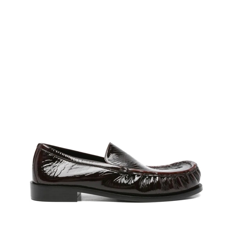 Dries Van Noten Loafer Glossy Brown Leather Slip-On Shoes Black