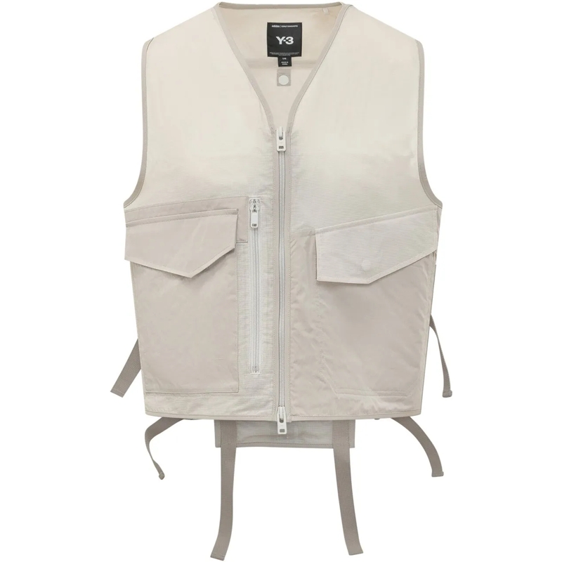 Y-3  Gilet Tact con Zip e Tasche Applicate weiß
