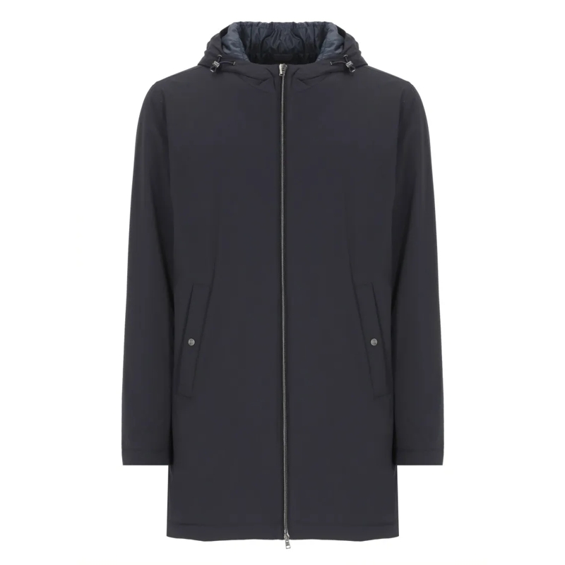 Herno Parka Dark Blue Padded Parka With Adjustable Hood And Fu Black