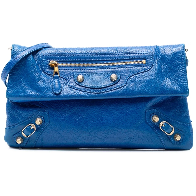 Balenciaga Schultertasche Lambskin Motocross Giant 12 Envelope Clutch With S blau