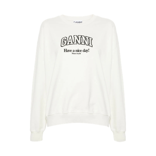 GANNI Sweatshirt mit Logo-Print 135 Egret Sweatshirts