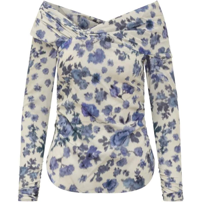 Isabel Marant Haut à manches longues Top Danka con Scollo Incrociato mehrfarbig