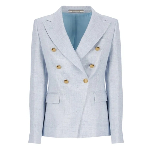 Tagliatore Light Blue Linen And Viscose Double Breasted Blaze Blue Blazer