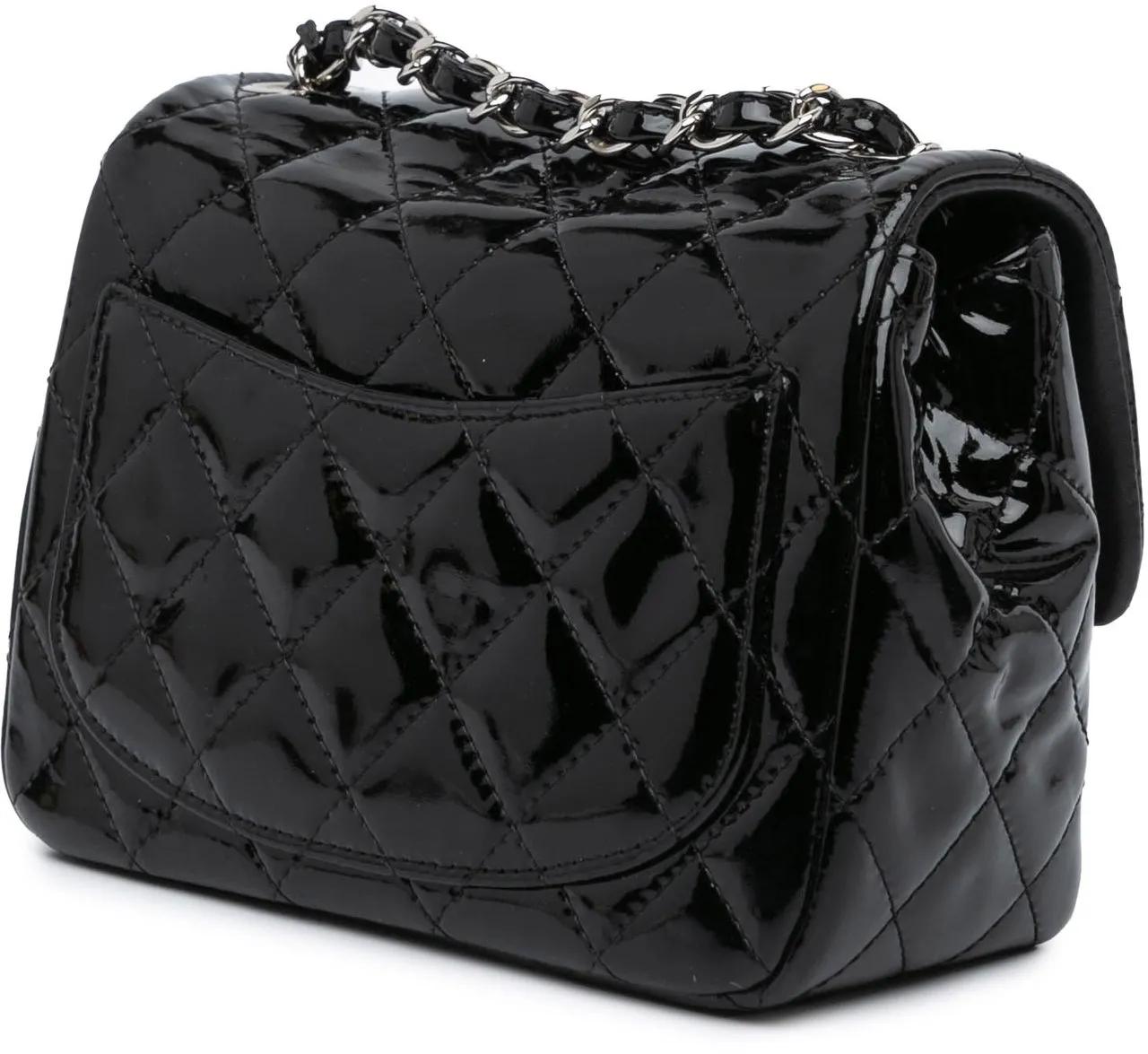 Chanel Hobo bags 2014-2015 Mini Square Classic Patent Single Flap in zwart