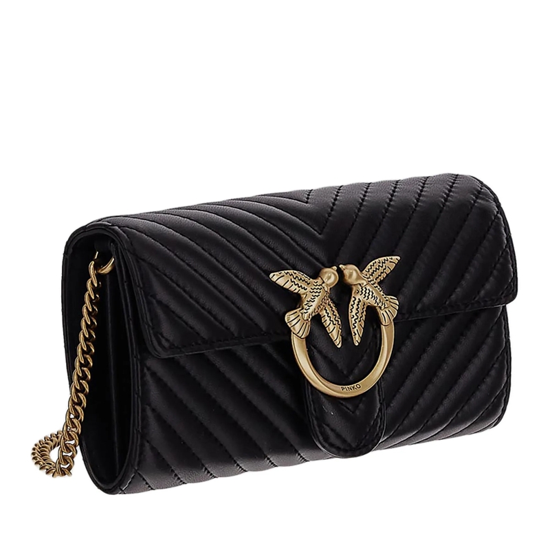 Pinko Portefeuille sur chaîne Love One Wallet C Nero-Antique Gold(Image 4)