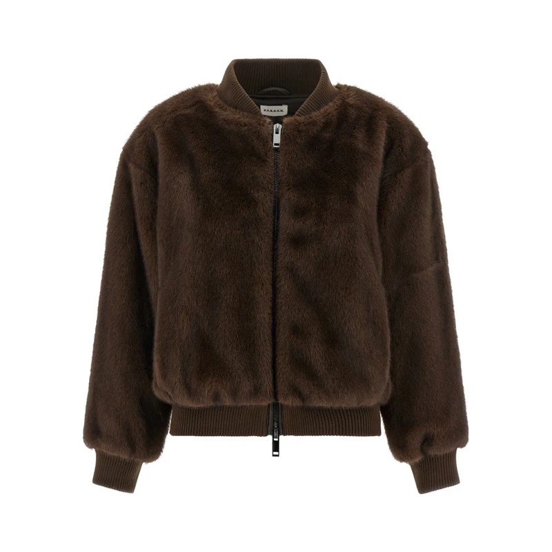 P.A.R.O.S.H. Blouson aviateur Faux Fur Bomber Jacket Brown