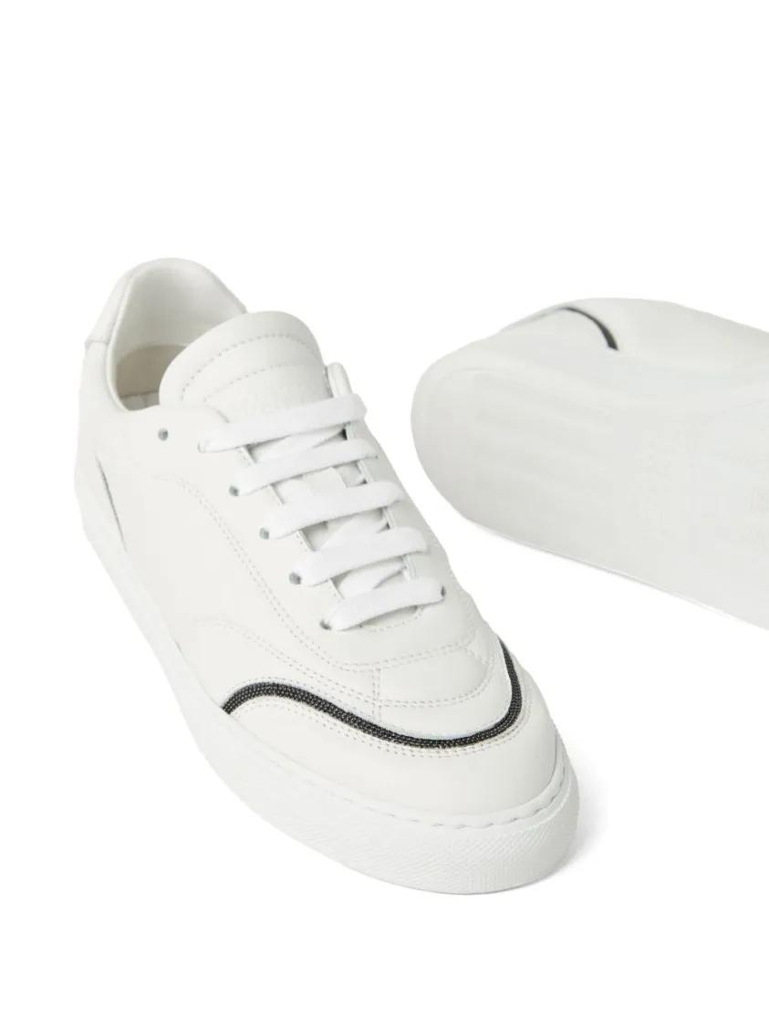 Thumbnail - Brunello Cucinelli Low-Top Sneaker - Monili-Chain Sneakers With Refined Detailing - Gr. 39 (EU) - in Weiß - für Damen