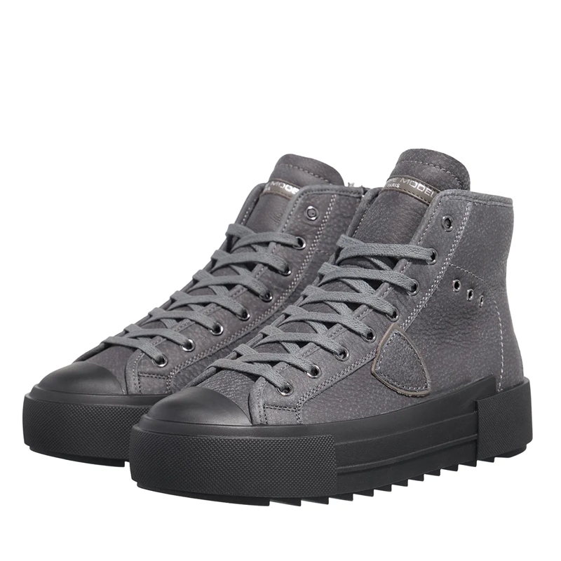 Philippe Model High-Top-Sneaker Paris Haute Mid Woman Nubuck Givre' Fur_Anthracite(Image 3)