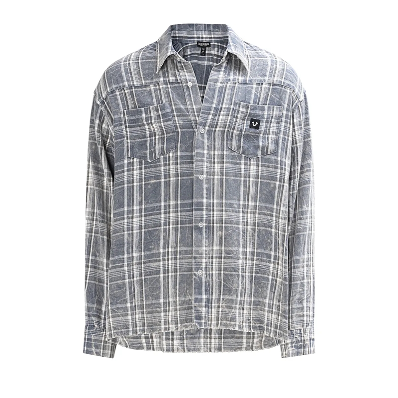 True Religion Hemd - Flanellhemd- Lässiger Schnitt- Knopfleiste- G blau