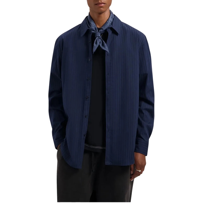 ØLÅF  Olaf Stitched Striped Relaxed Shirt Lange Mouw Ove blau(Image 4)