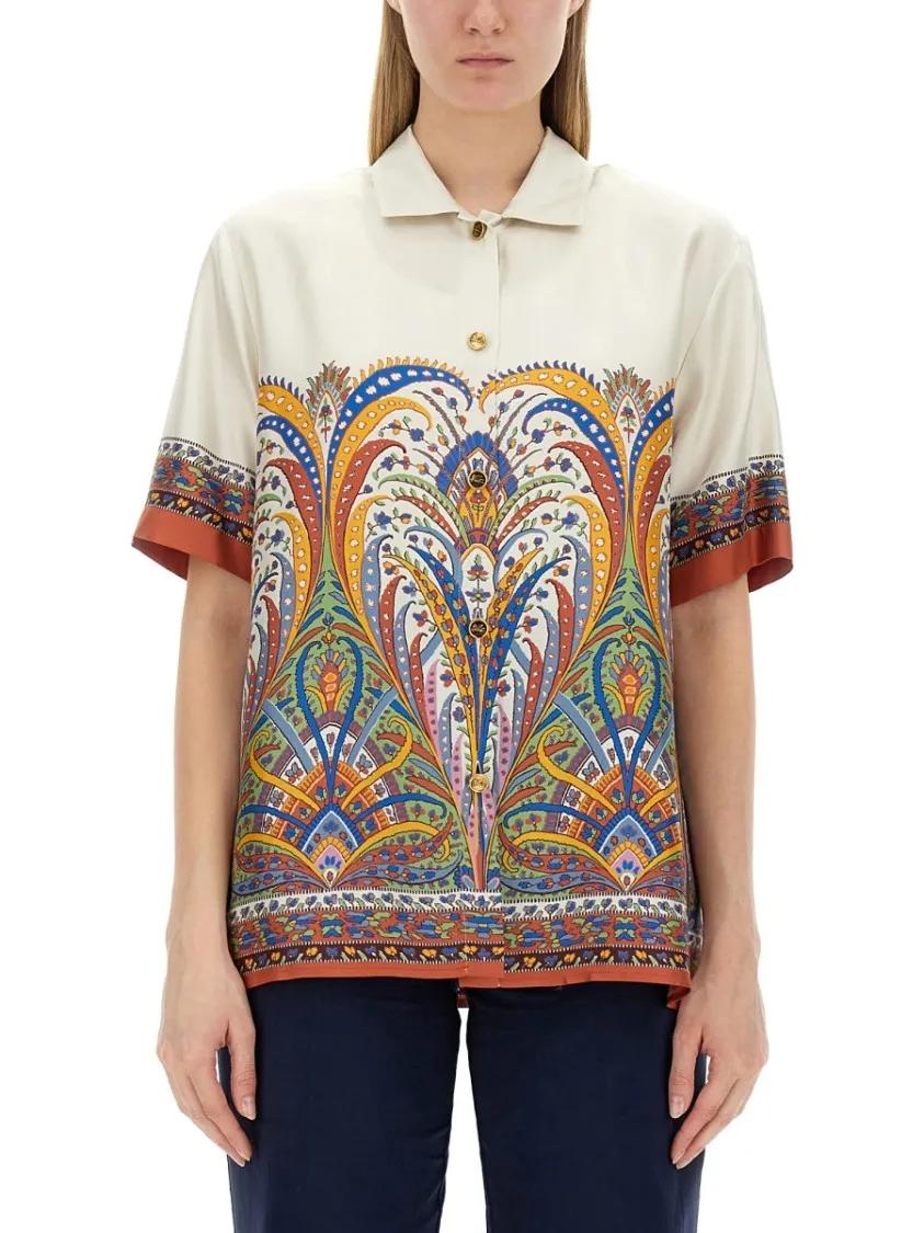 Thumbnail - Etro - Vibrant Printed Silk Shirt - Größe 42 - bunt