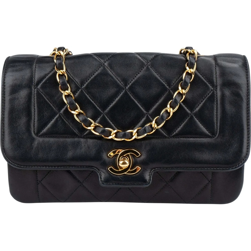 Chanel Sac à bandoulière Chanel Quilted Lambskin 24K Gold Single Flap Cross schwarz