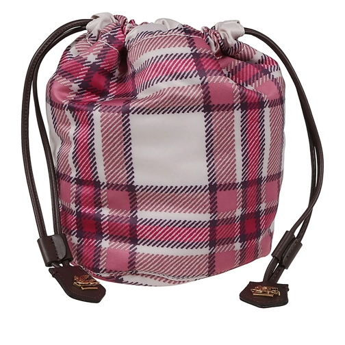 Etro Crossbody Bag Leather Check Motif Pouch Pink