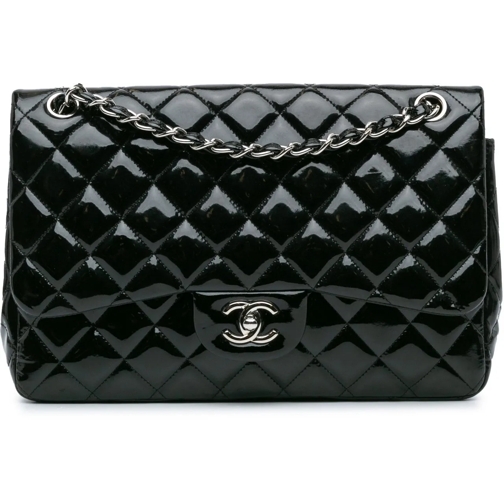 Chanel Sac à bandoulière 2010-2011 Jumbo Classic Patent Double Flap schwarz