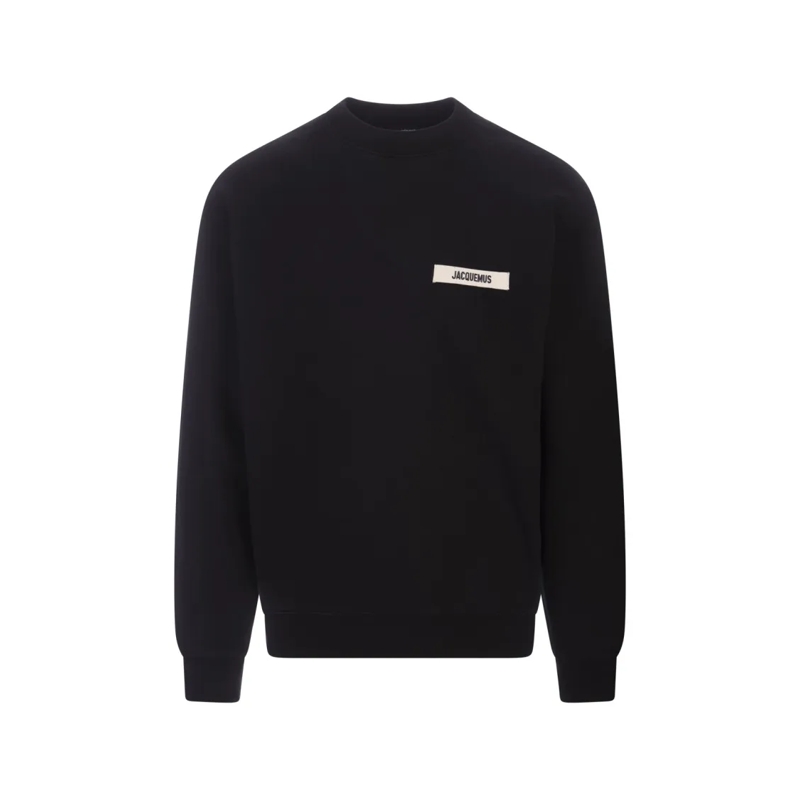 Jacquemus  Black Long-Sleeved Sweatshirt With Grosgrain Logo  Black
