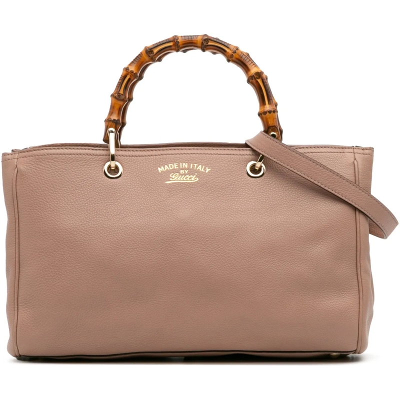 Gucci Schultertasche Medium Calfskin Bamboo Shopper Satchel braun