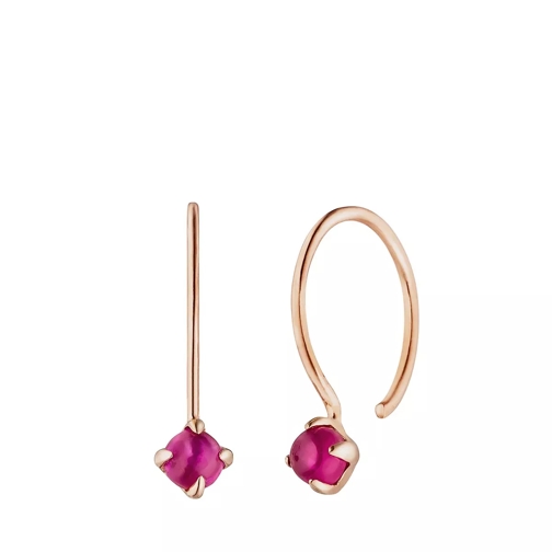 Leaf Earrings Cabouchon Ruby 14K Rose Gold Drop Earring