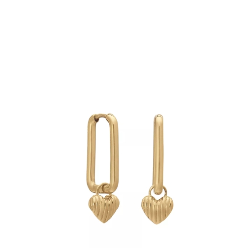 Rachel Jackson London Deco Heart Oval Link Gold Hoop Earrings  Gold Band