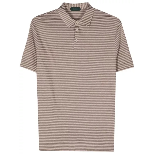 Zanone  Striped Polo Shirt Brown